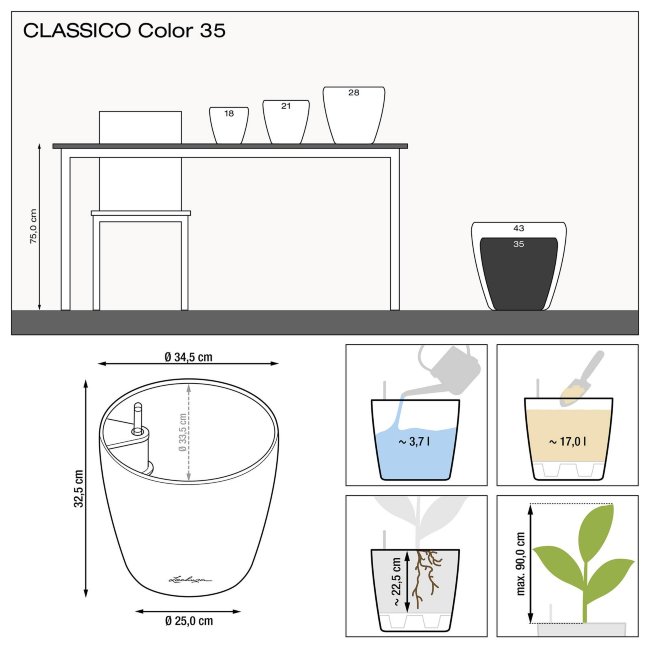 Кашпо Lechuza Classico Color 35 розовый закат