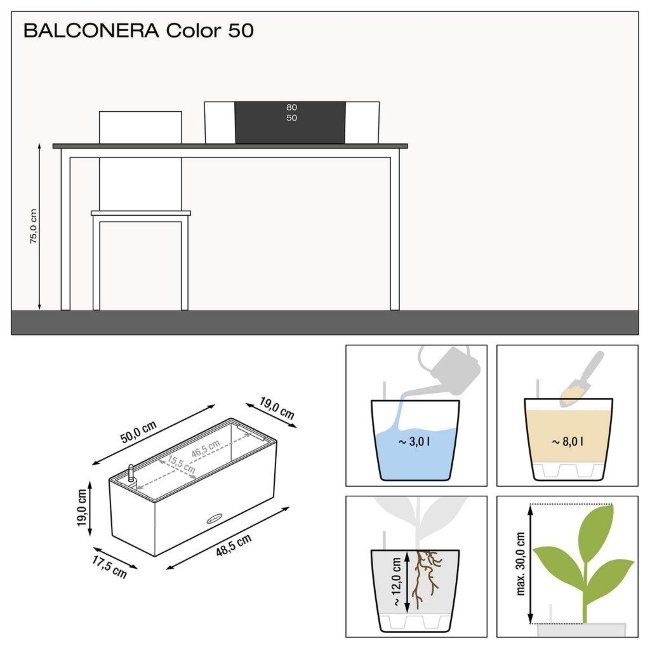 Кашпо Lechuza Balconera Stone 50 светло-бежевый